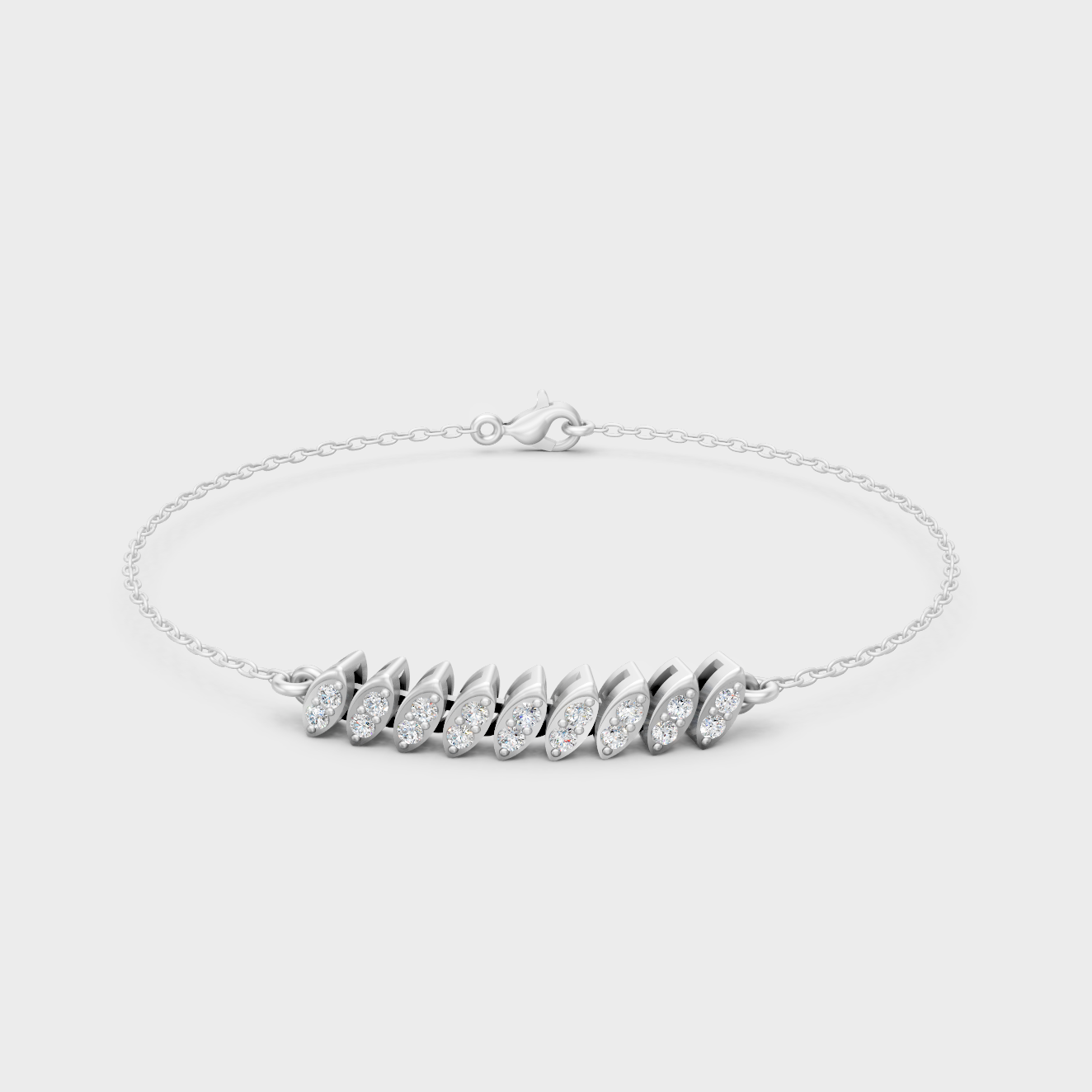 White Gold Round Diamond Bracelet 0.22 Ct Modern Minimal Luxury